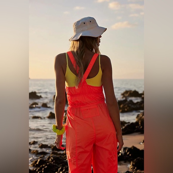 Free People Movement Tropic Sport One Piece Jumpsuit Hot Watermelon Neon Orange - Picture 5 of 8